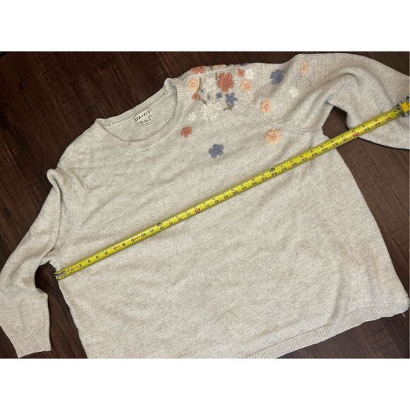 Ava & Viv Gray Embroidered Floral Sweater Size 4XL - Picture 8 of 9